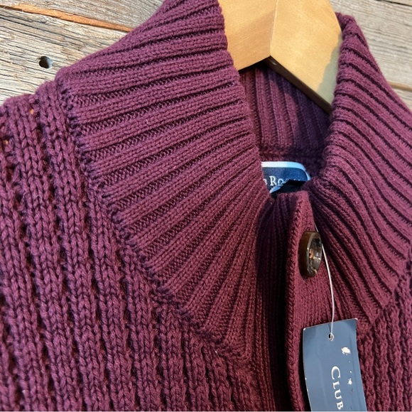 Club Room Chunky Sweater Mens Small S Waffle Knit Cardigan Mock Neck Long Sleeve - Picture 4 of 11